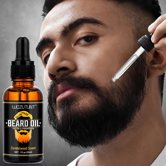 Natural Shea Beard Conditioning Oil Soften Strengthen Beard Sandalwood Scent 30ml and Gently Roller For Men Facial Hair Massage 2