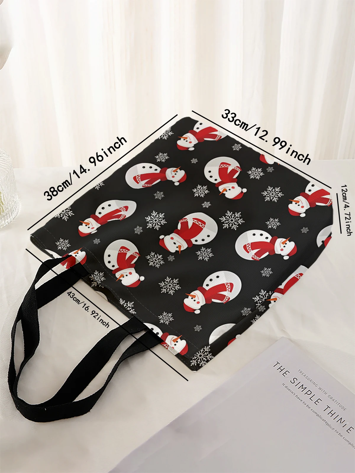 Christmas themed printed casual handbag, reusable fashionable backpack, multifunctional handbag, canvas shopping bag