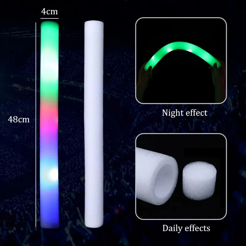 White Light Foam Sticks Led Foam Sticks Glow Wands with 3 Modes Colorful  Flashing Foam Light Sticks Glow In Dark Party Supplies - AliExpress