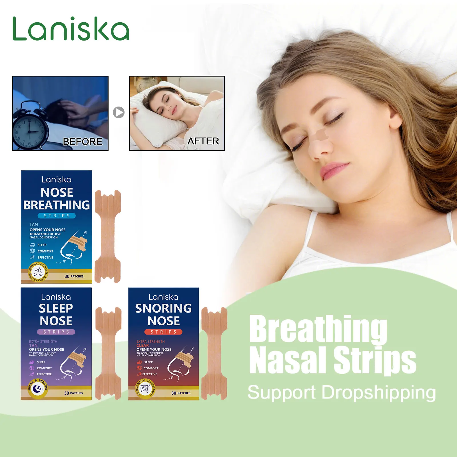 Better Breathing Nasal Strips Reduce Snoring Relieve Nasal Congestion Discomfort Preventing Sleep Apnea Ventilation Nose Patches