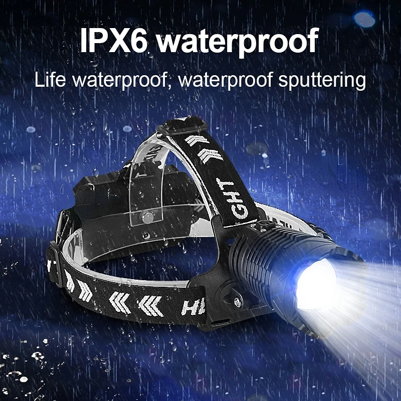 XHP360 LED 헤드램프, 36 코어 줌 가능 헤드라이트, C 타입 충전식 18650 헤드 손전등, 800m 장거리 낚시 랜턴, 5000000LM