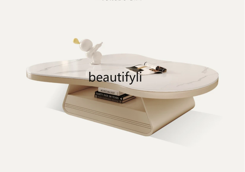 

Cloud Tea Table Cream Style Living Room Simple Modern Shaped Light Luxury Stone Plate Tea Table