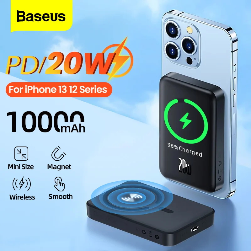 strijd overhemd pols Baseus 10000mah Magnetic Wireless Charger Power Bank 6000mah Pd 20w  Powerbank For Iphone 13 Pro Max External Battery Poverbank - Power Bank -  AliExpress