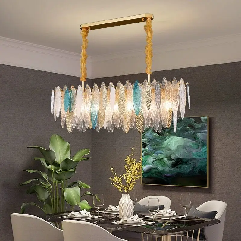 

Mediterranean Crystal Chandelier Colorful Wave Glass Living Room Loft Hanging Lights for Ceiling Lustre Luxury Home Decor Lamps