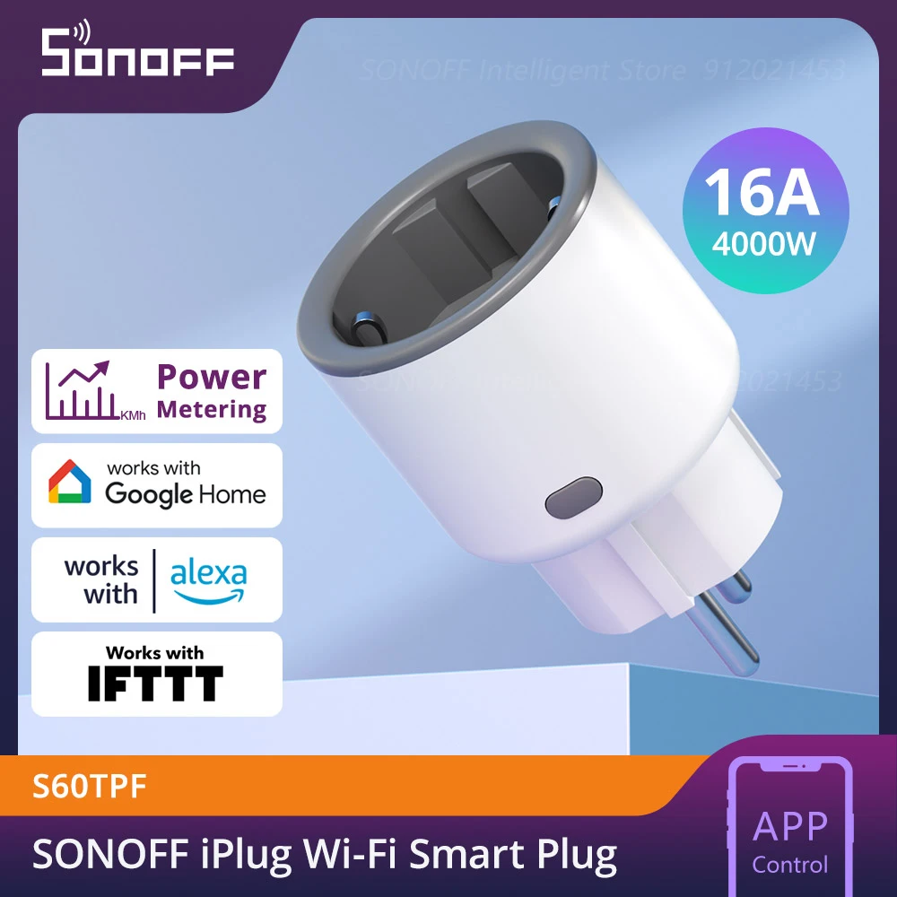 Smart Plug Smart Switch SONOFF iPlug S60 EU/UK Wi-Fi Smart Socket Overload Protection Timer Smart Scene Remote Control via eWeLink Alexa Google IFTTT