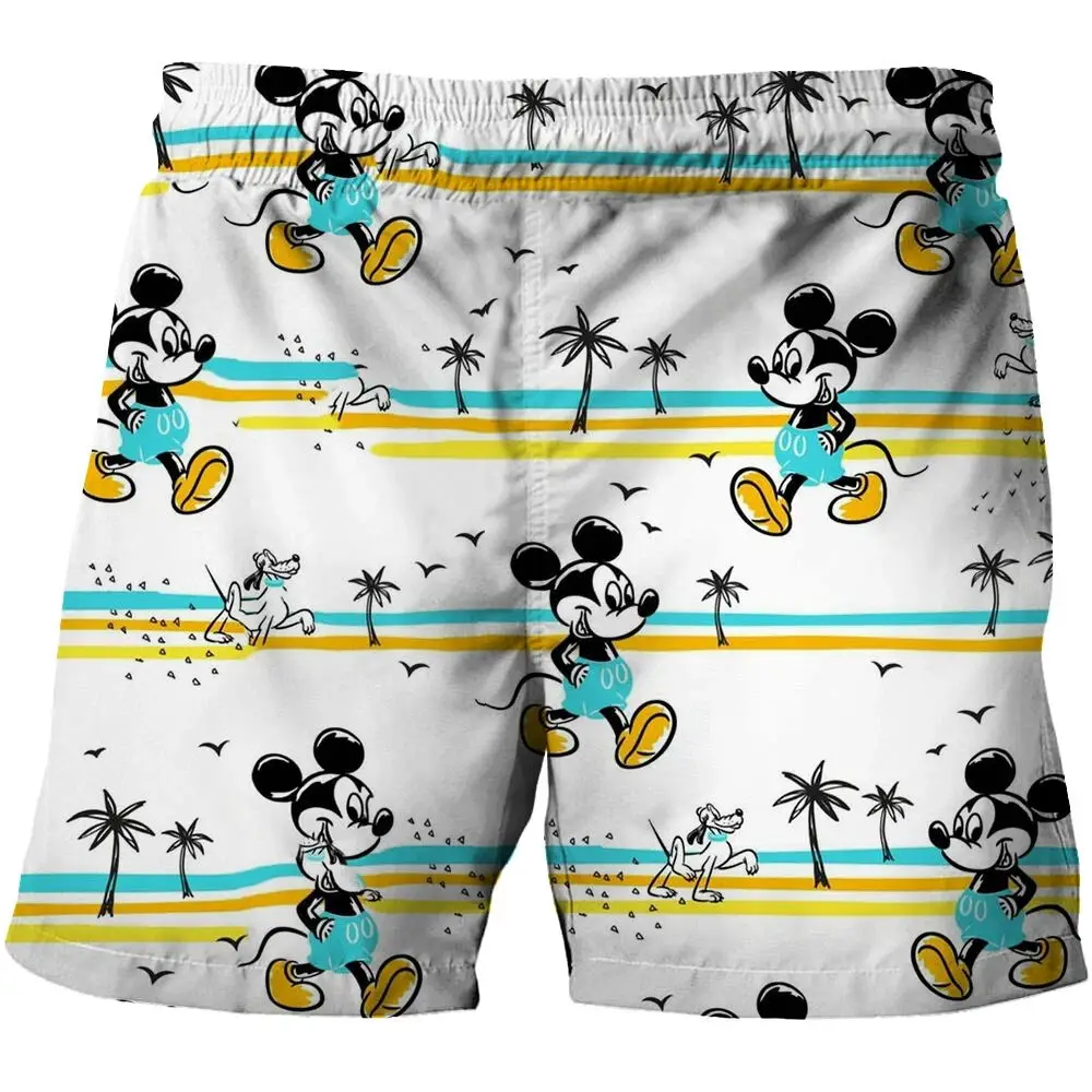 

Детские повседневные шорты с принтом Микки Мауса, забавные дышащие быстросохнущие Гавайские пляжные шорты, спортивные шорты для бега
