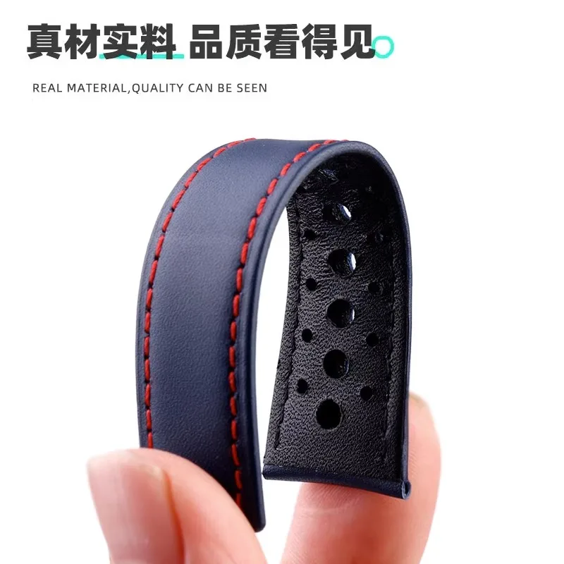 Genuine Leather Watchband 22mm For TAG Heuer MONACO CARRERA CBL2115 Men's Leather Watch Strap Folding Buckle Bracelet