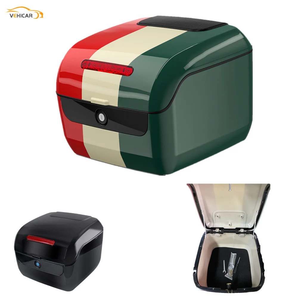 

Black Motorcycle Trunk Top Rear Motorcycle Suitcase Tour Motor Luggage Storage Box Scooter Electronic Motor Helmet Tailbox