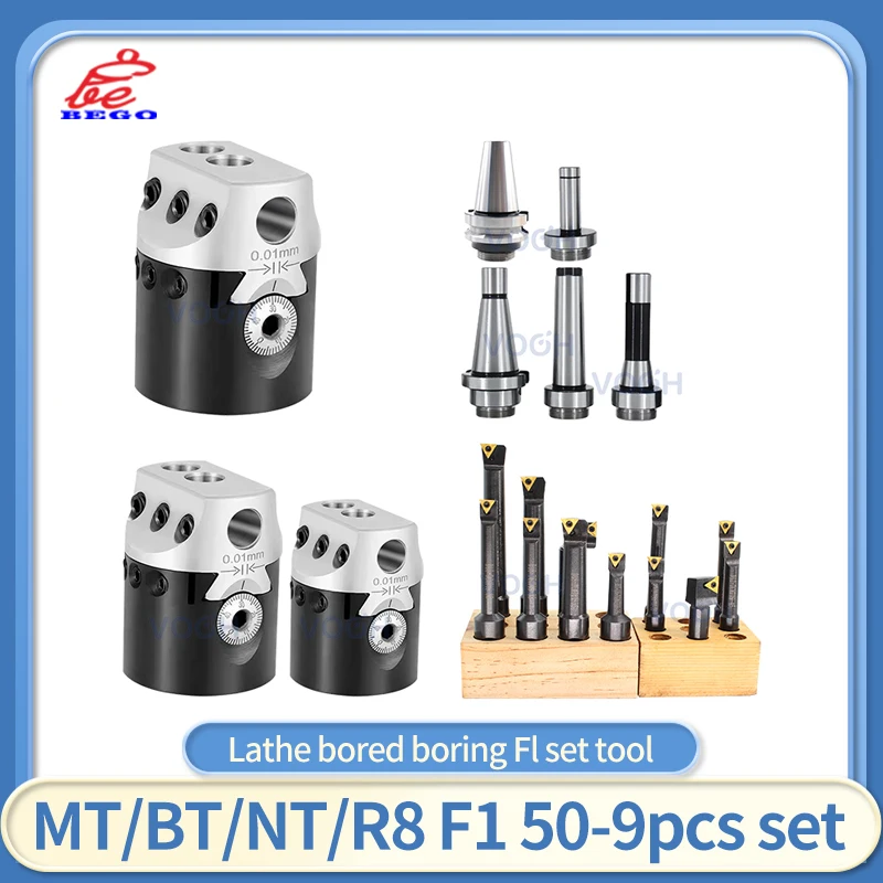 

F1-12-50/F1-18-75 Boring Head Boring Hole MT2 MT3 MT4 NT30 BT30 NT40 BT40 Boring Head Shank Set 12mm-5PCS 12mm-9PCS Boring Cutte