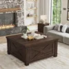Farmhouse Coffee Table with Storage,Wood Center Table with Flip-Top Lids, Coffee Tables with Hinged Lift Top, Brown 6
