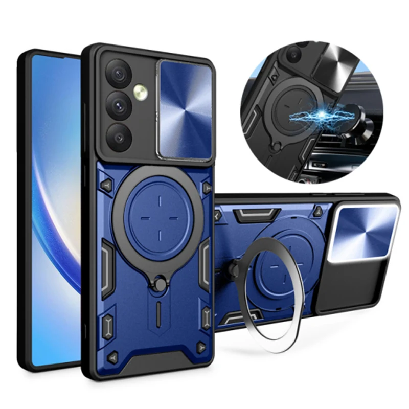 Per Samsung Galaxy A14 A24 A34 A54 5G Custodia Slide Camera Proteggi Custodie Per Armature Per Samsung A 14 24 34 54 Cover Per Anello Magnetico