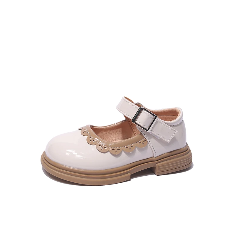 Children's Soft Princess PU Leather Shoes Lolita Loafer Fashion Kids Breathable Lace Girls Soft Sole Shallow Mary Jane Versatile 6