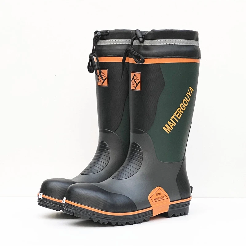 Bottes de pluie caoutchouc anti-dérapantes unisexes pour pêche, chasse, randonnée et travail