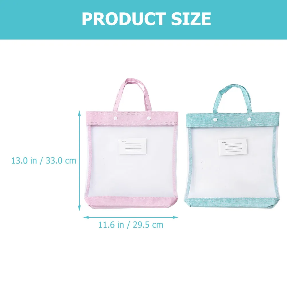2Pcs 문서 폴더 파일 가방 스냅 버튼 디자인 사무실 홈 학생을위한 휴대용 문서 주최자 파일 홀더 보관 가방