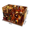 DIY Wooden Miniature Model Kit European Villa Casa 3D Puzzle Dollhouse With Furniture Lights Home Decor House for Friends Gifts 6