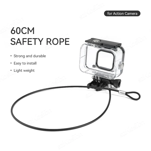 Lanière noire en acier inoxydable pour accessoires GoPro, 60CM, pour Go Pro 13 12 11 10 9 8 Insta360 X4 DJI OSMO Action 4, caméra 4