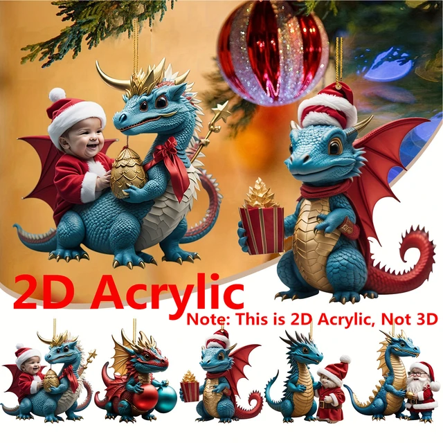 Décorations d'arbre de Noël animal, chat, dragon, dessin animé