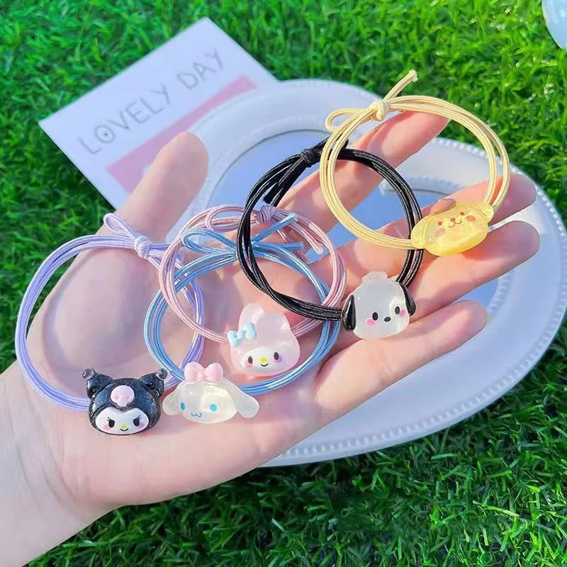 Sanrio Hair Ties Anime Hair Ring My Melody Kuromi Cinnamoroll Hair Rope Cartoon Toddler Girl Accessories 2