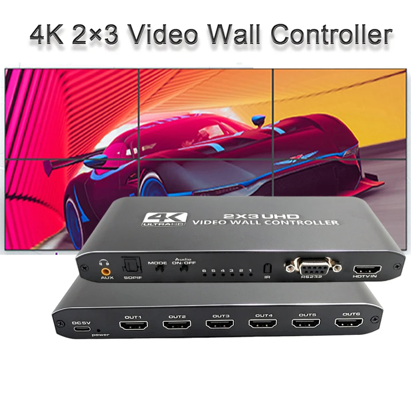 Controller Video Wall Hdmi 2X3 1080P Processore Video Wall Hdmi 2X3 1X2 1X4 1X3 2X1 3X1 4X1 Scatola Di Giunzione Del Processore Dello Schermo Video