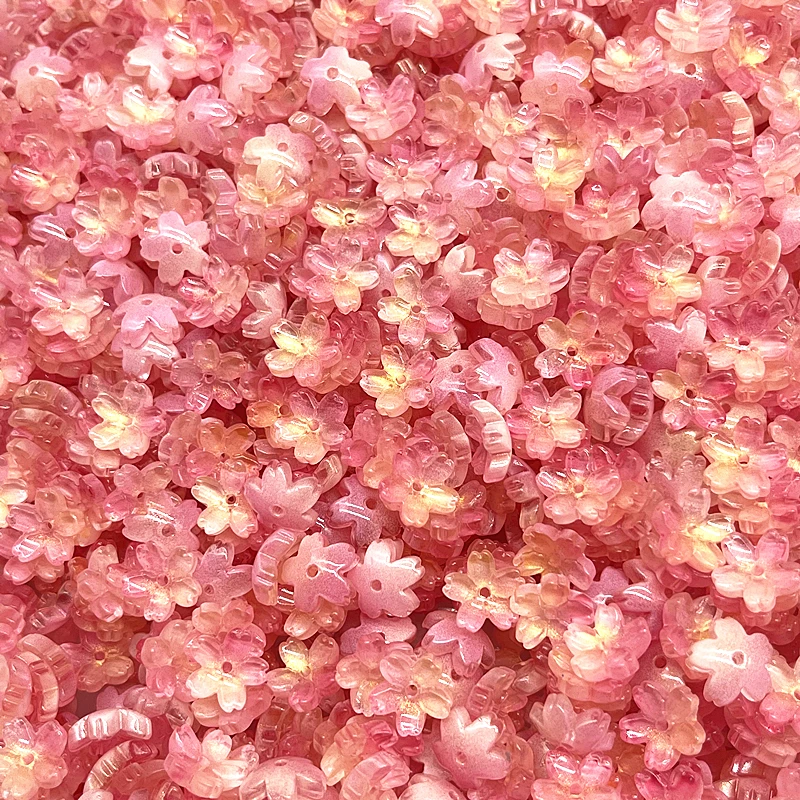 새로운 30pcs 11mm 3 차원 벚꽃 Lampwork 비즈 모자 유리 스페이서 비즈 보석 만들기 DIY 머리핀 모자를 쓰고 있죠
