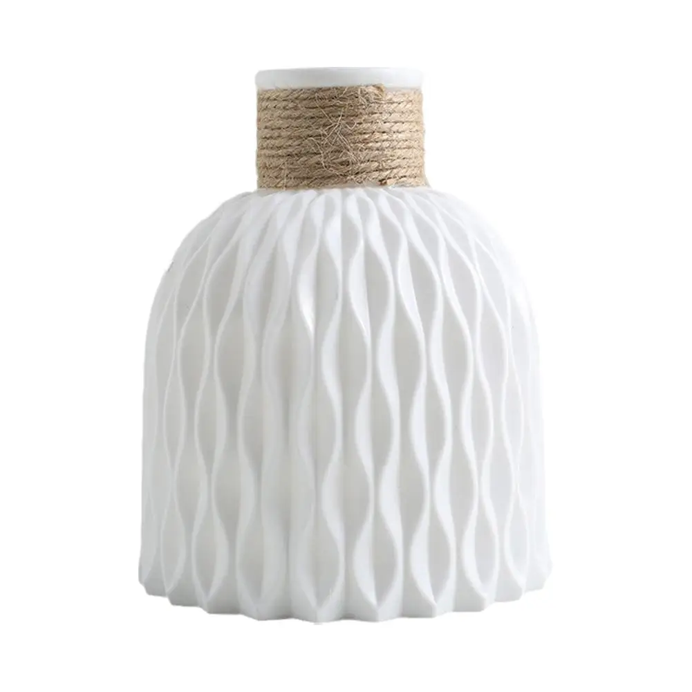 Nordic Flower Vase Imitation Ceramic Moire Artificial Flower Vase Living Room Desktop Decoration Wedding Centerpiece Arrangement 5