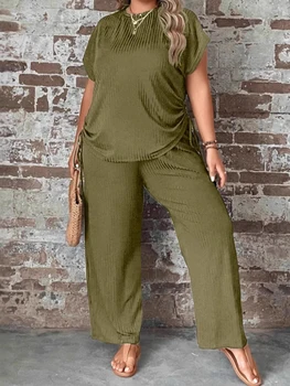 بلوزة صيفية فضفاضة بأكمام قصيرة وبنطلون مطاطي 7