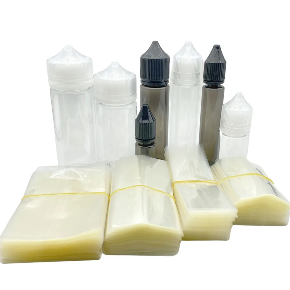 Clear Heat Shrink Tube PVC Wrap Film for 15ml 30ml 50ml 60ml 100ml 120ml Plastic pen Bottle 200pcs