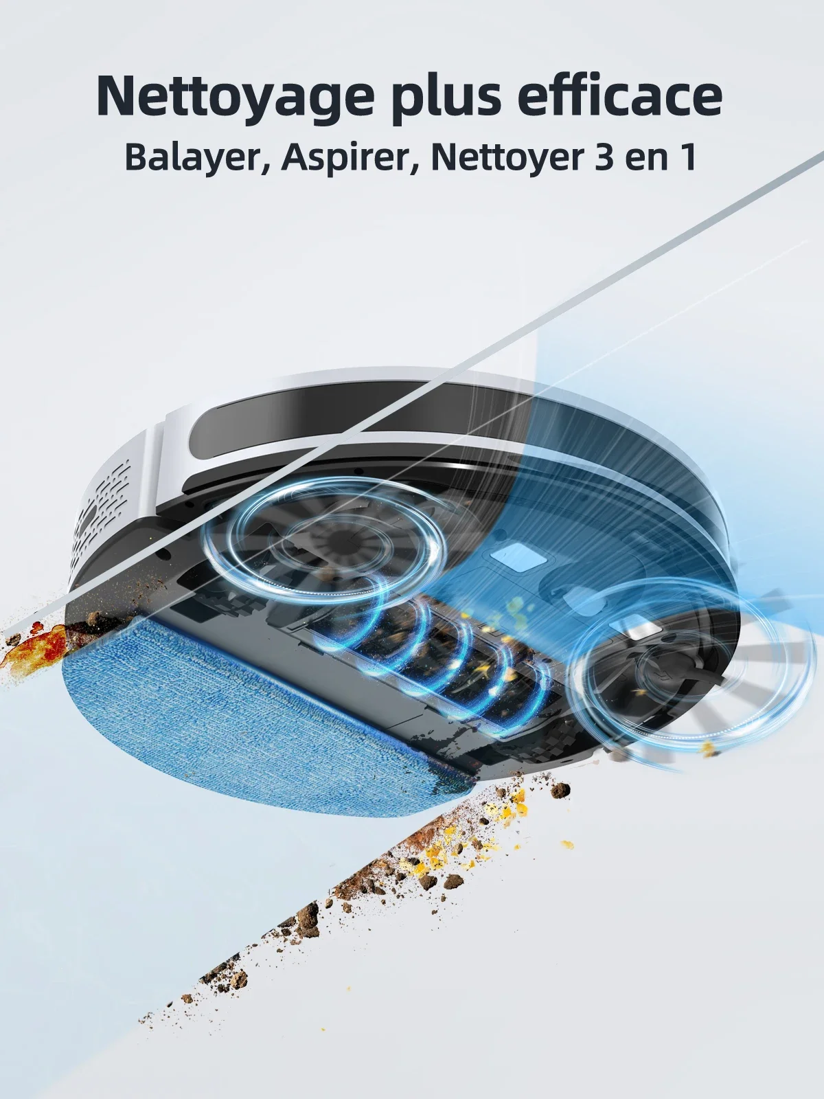 HONITURE Robot Aspirateur Laveur Poils Animaux, G20 Aspirateur Robot 3 en 1, 4000PA, Alexa/WiFi