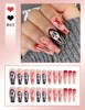 Simple French Fake Nails for All Saints' Day Apparition Almond Sweet False Nails with Glue Full Cover Artificial Press On Nail 4