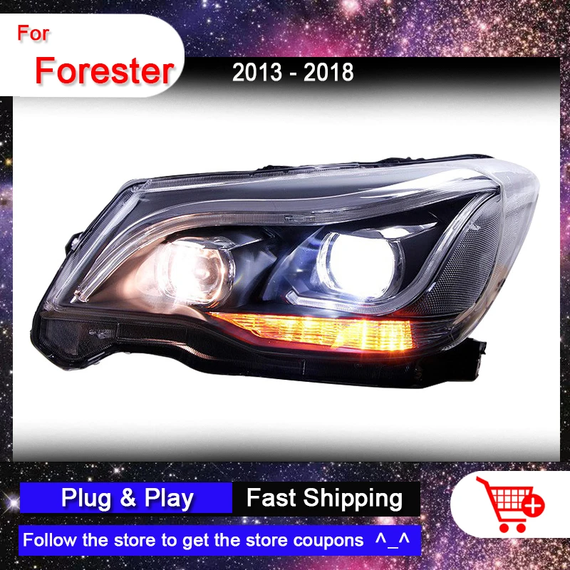 SUBARU Forester용 업그레이드된 자동차 헤드라이트, 2013 2018 LED DRL 전방 신호등, 바이 크세논 렌즈 프로젝터, 자동차 액세서리