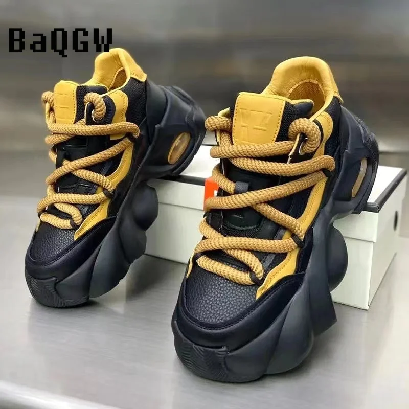남성용 겨울 청키 스니커즈, 따뜻한 스노우 슈즈, 캐주얼 패션, 극세사 가죽 어퍼, 내부 플랫폼 스포츠 신발