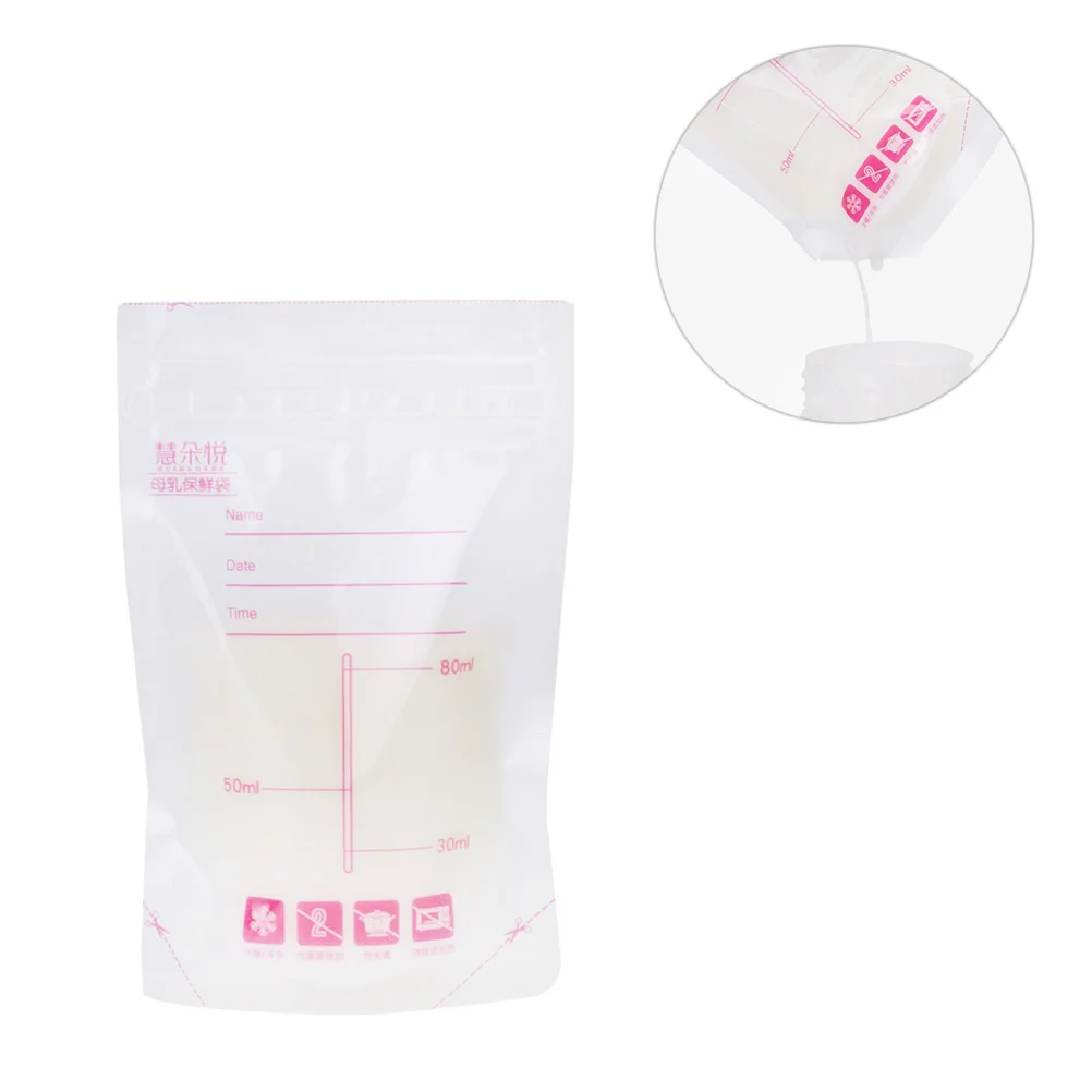 

Storage Bags 80ml Sealing Strip Portable Breastmilk Storage Bags Freshness Pouches Freezer Bags 1 Box 30pcs