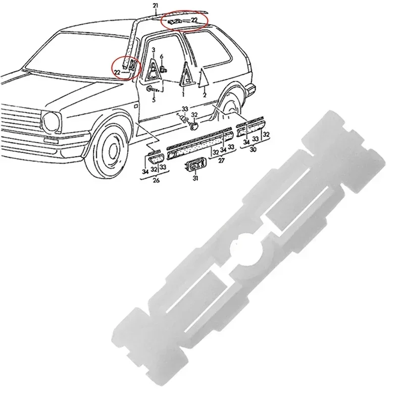 30PC Roof Rail Bar Cutter Clips Moulding 191853733A For VW Golf Jetta MK2 1983 1984 1985 1986 1987 1988 1989 1990 1991 1992