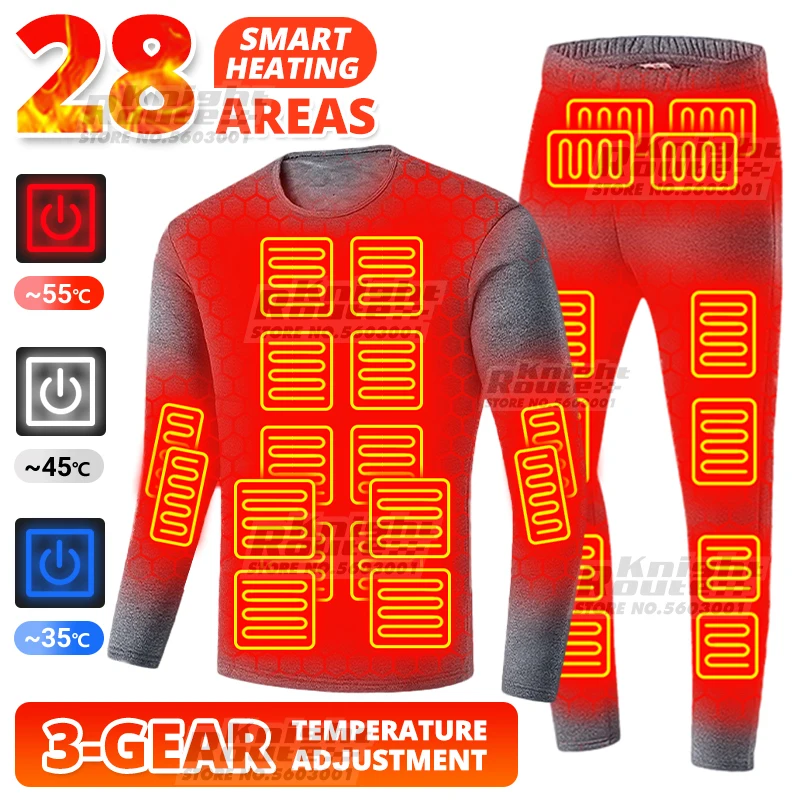 

28 Areas Winter Self Heated Vest Men's Heating Jacket Heated Suit Temperature USB Thermal Underwear Clothing camping Hiking