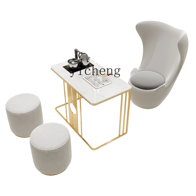 

Tqh Light Luxury Small Apartment Balcony Tea Table Stone Plate Bubble Tea Table Chair Combination Living Room Home Commercial