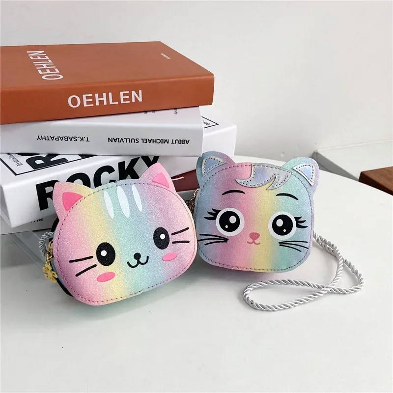 Mini Crossbody Bag for Children Cute Cartoon Cat Baby Girls Shoulder Bags PU Leather Boys Kids Small Coin Purse Handbags Wallet 3