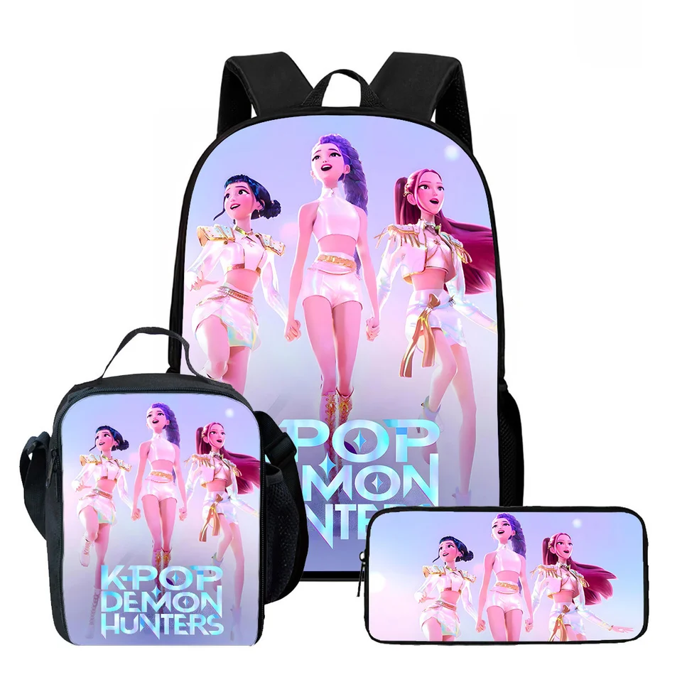 K-POP Hunters Schultasche-Set 2-tlg. – Rucksack & Federmäppchen, Wasserdicht, Mit K-Pop-Print, Für Schule & Reisen