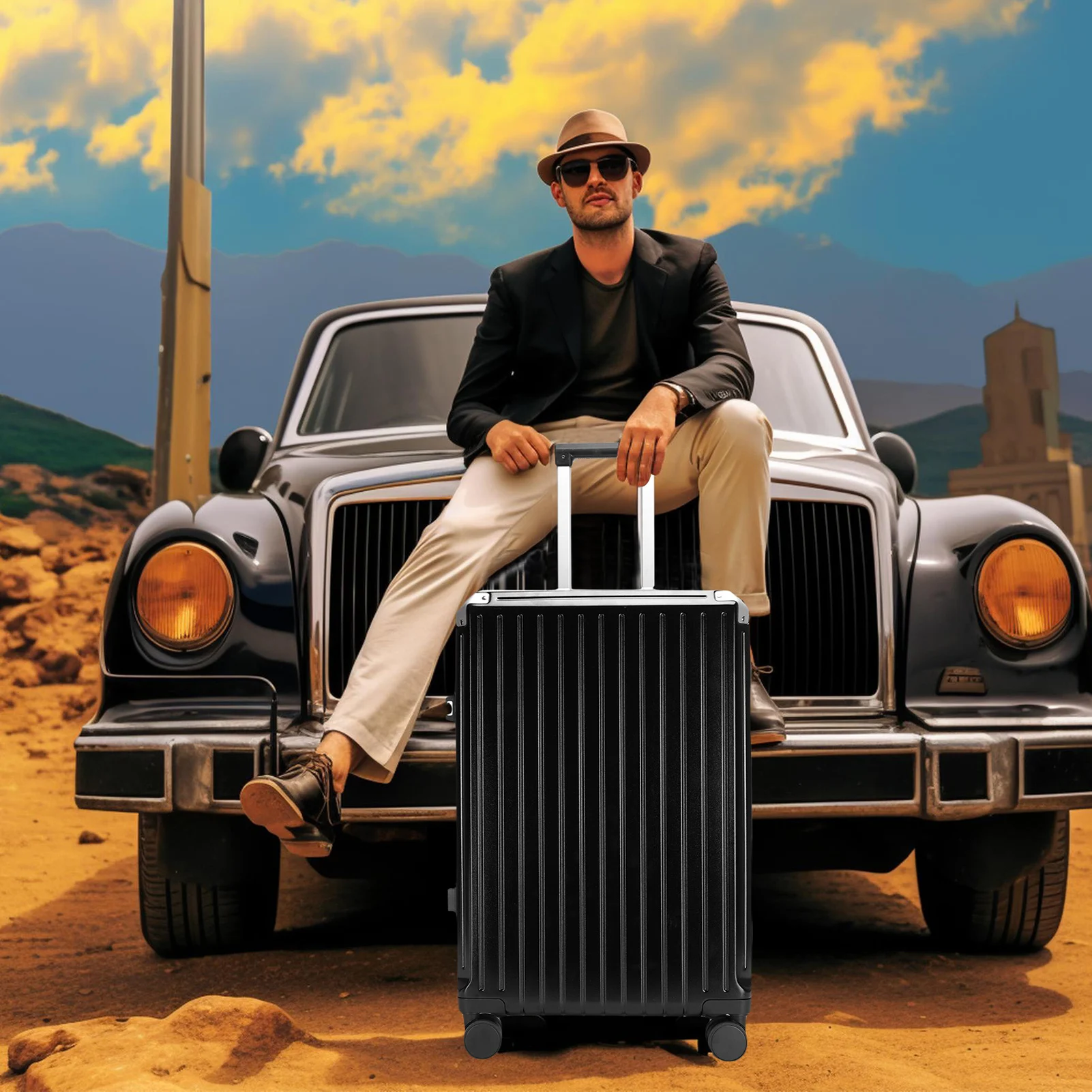 20' 24' Aluminium Frame PC ABS Zipperless Luggage Hardshell TSA Lock Spinner Wheels Carry on Suitcase with Cup Holder & Hook