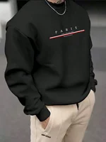 Men's Paris print SWEATS Hoodies  Loose Fit Print Casual Round Neck Top Men's autumn and winter warm round neck hoodie 2