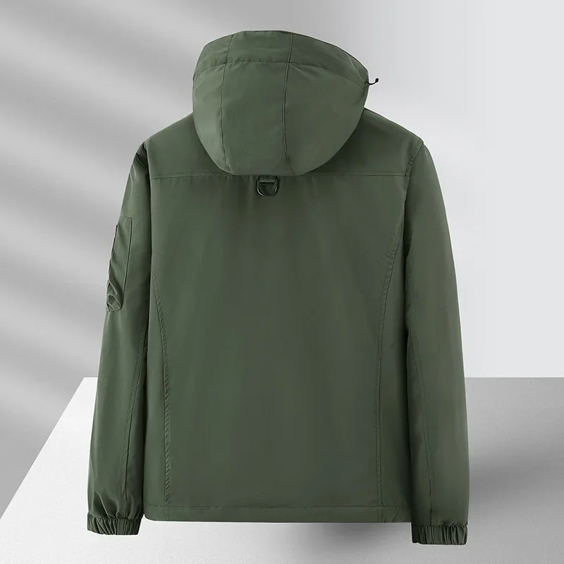 2024 Summer Thin Jacket Casual Outdoor Windproof Hiking Fishing Detachable Brim Coat Fashion Loose Breathable Men's windbreaker