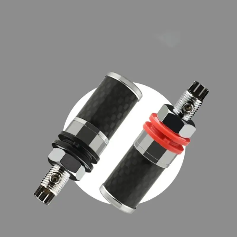 652F 블랙 및 레드 파워 앰프 오디오 바나나 잭 소켓 커넥터 탄소 섬유 구리 로듐 도금 Hifi 스피커 터미널