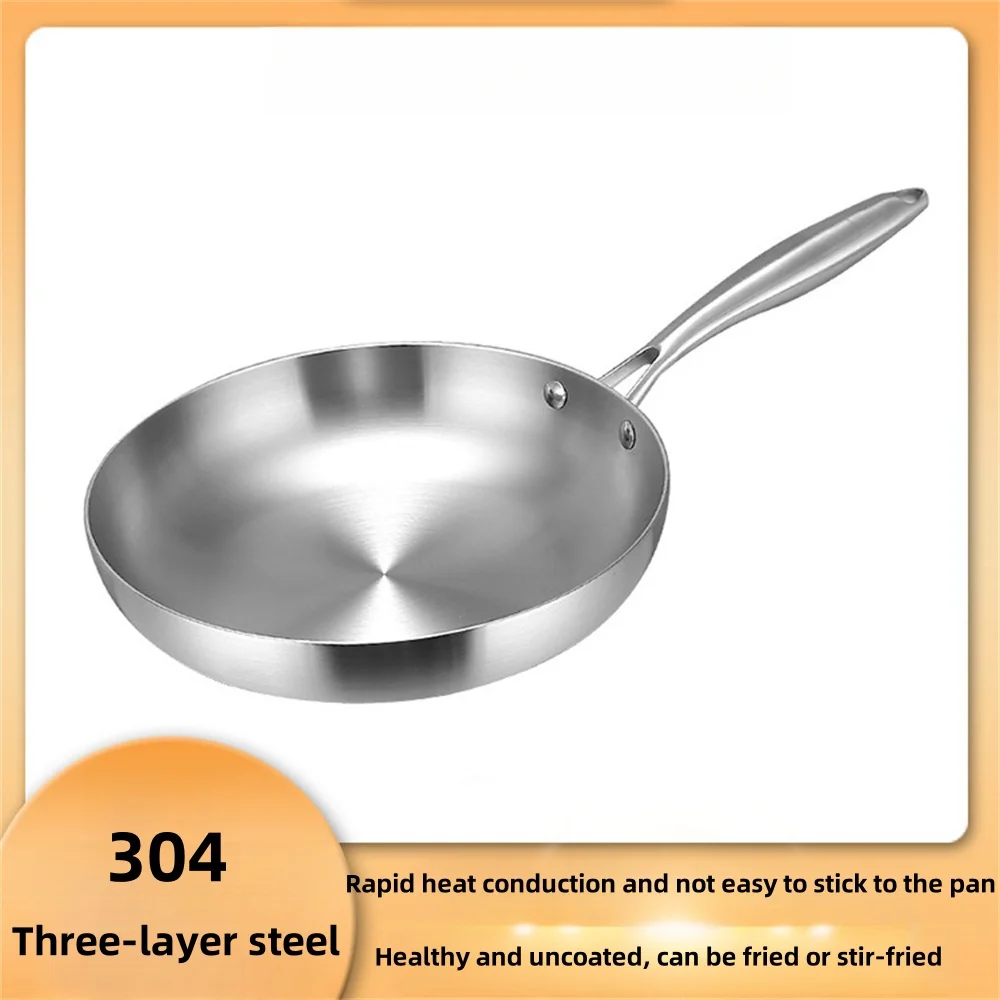 22-24-26-CM-Frying-Pan-304-Stainless-Steel-2MM-Thick-Wok-Pan-3-Ply ...