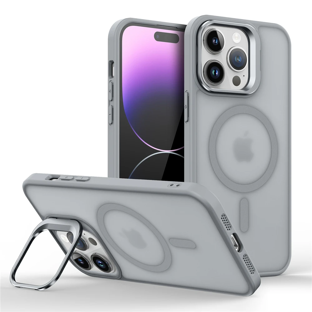 Magnetic Metal Lens Stand Holder Case with Magsafe and Matte Skin
