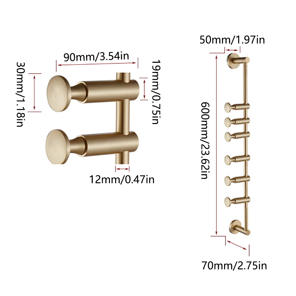 CNCEST Practical Coat Rack Wall Mount Coat Hooks Rack for Scarves Clothes Handbags 6 Hooks Load 20kg
