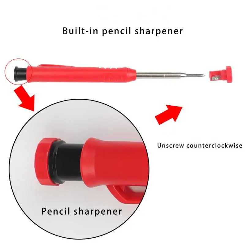 Matita da carpentiere solida da 2,8 mm con temperamatite Strumento per marcatura Lavorazione del legno Costruzione a testa lunga Matita per la lavorazione del legno Cancelleria - immagine 5