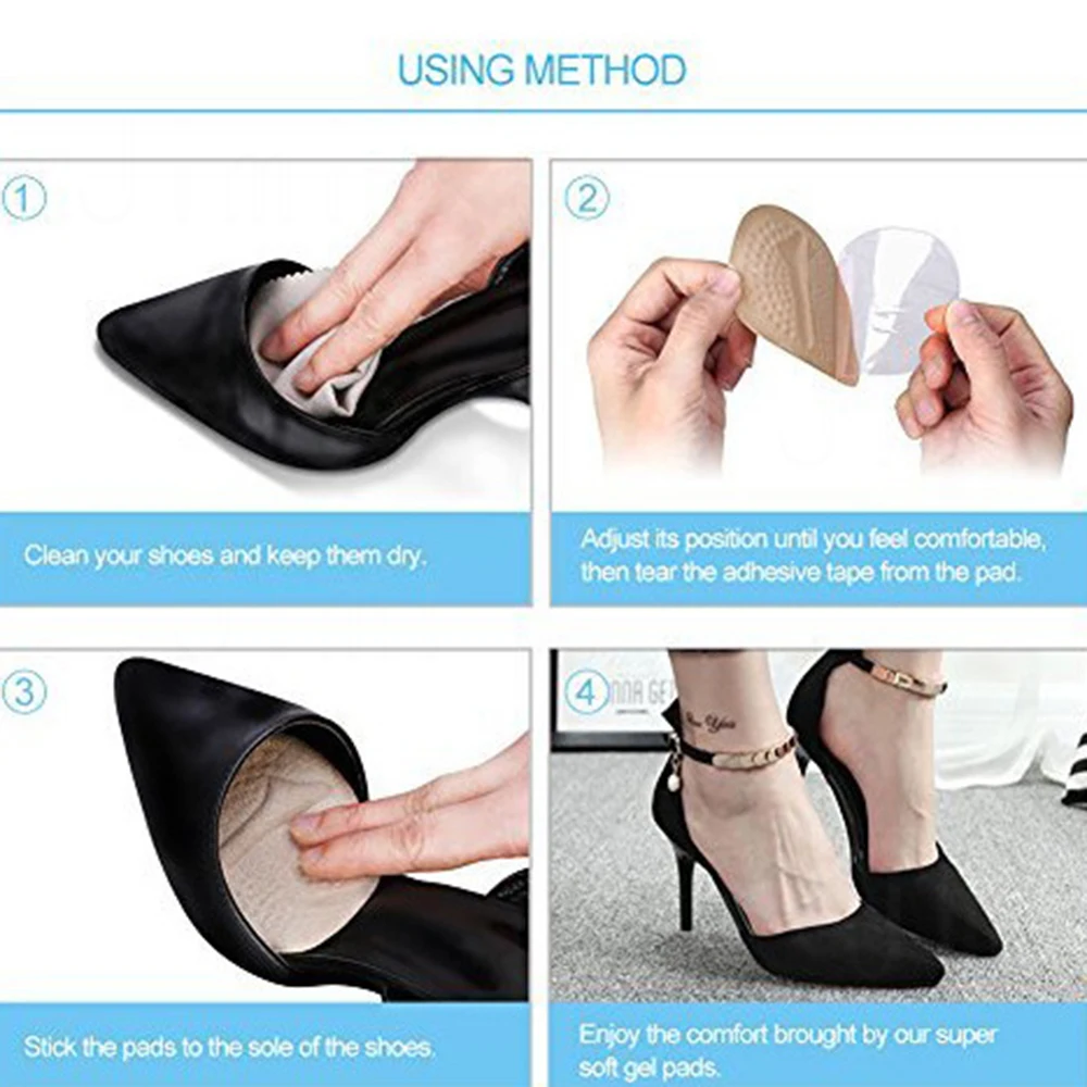 2Pair Silicone Metatarsal Pads for Shoes Non-Slip Self-Adhesive
