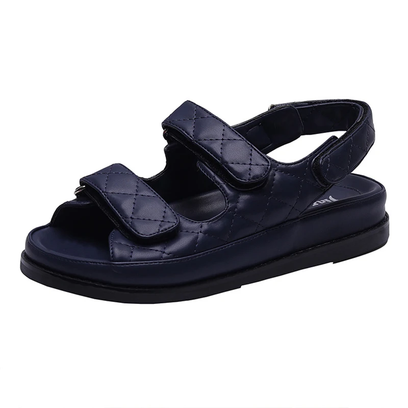

2022 Fashion Women Sandals Shoes Thick Sole Outdoor Brand Luxury Shoes Retro Rome Style Hook&Loop real leather sandalias mujer