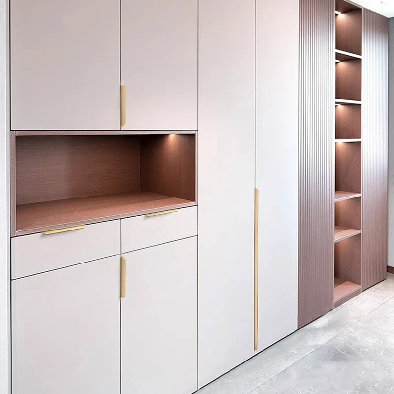 Cabinet Door Handle 80-1200MM Invisible Luxury Non Perforated Wardrobe Edge Wrapped Long Black Handle Cabinet Concealed furniture handles