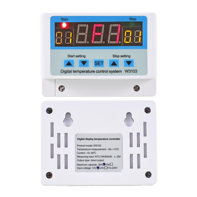 Thermostat numérique AC 220V DC 12V 24V, 30A, contrôleur de température,  interrupteur de contrôle mural, Max 6600W W3103