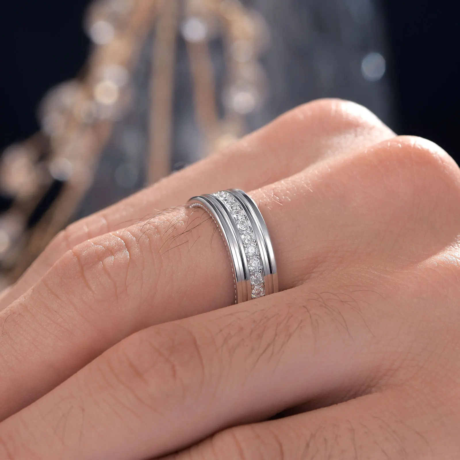 newshe d color men’s moissanite wedding bands 925 sterling silver promise rings for him eternity round cut pave setting jewelry Newshe D Color Men’s Moissanite Wedding Bands 925 Sterling Silver Promise Rings for Him Eternity Round Cut Pave Setting Jewelry 4